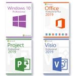 Microsoft Windows 10 Professional + Microsoft Visio 2019 Professional + Microsoft Project 2019 Professional + Microsoft Office 2019 Professional Plus licenses for 3 devices